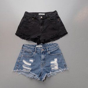 Pacsun high rise festival denim shorts black